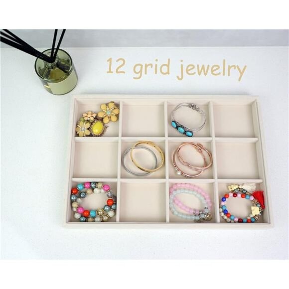 Velvet Jewelry Organizer Stackable Earrings Organizer 12 Grid Bracelet Organizer - Picture 2 of 7